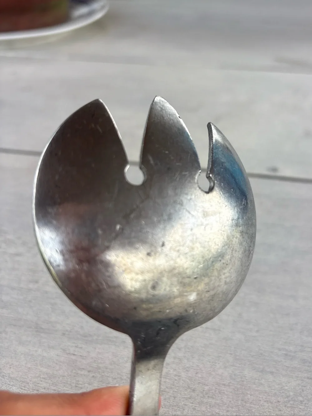 Ornate Stainless Steel Serving Fork Spoon - Silver